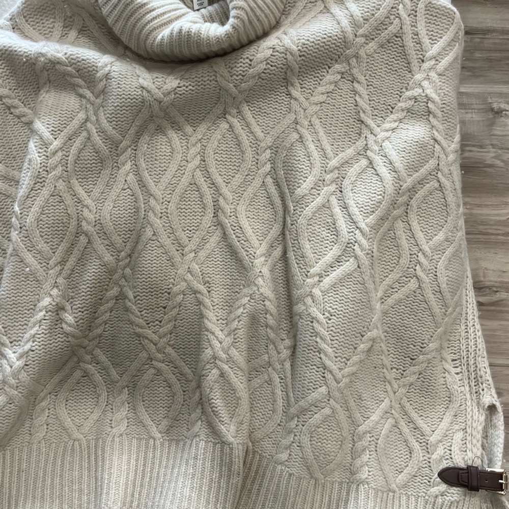 Max Studio Cream Cable Knit Turtleneck Sweater